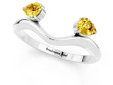 White gold Pear Cut Yellow Sapphire Two-Stone Open Band Ring with Prong Setting_19