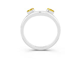 White gold Pear Cut Yellow Sapphire Two-Stone Open Band Ring with Prong Setting_21
