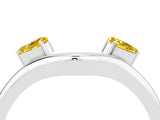 White gold Pear Cut Yellow Sapphire Two-Stone Open Band Ring with Prong Setting_22