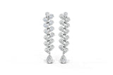 White gold Pear Diamond Cascading Leaf Drop Earrings