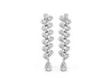 White gold Pear Diamond Cascading Leaf Drop Earrings_12