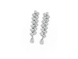 White gold Pear Diamond Cascading Leaf Drop Earrings_13