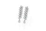 White gold Pear Diamond Cascading Leaf Drop Earrings_1