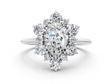 White gold Pear Diamond Cluster Halo Ring with Solitaire Band and Four-Prong Setting_20