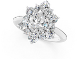 White gold Pear Diamond Cluster Halo Ring with Solitaire Band and Four-Prong Setting_21