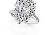 White gold Pear Diamond Cluster Halo Solitaire with Four-Prong Setting_77