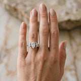 White gold Pear Diamond Cluster Leaf Design Ring with Prong Setting_13