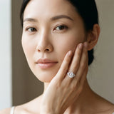 White gold Pear Diamond Cluster Leaf Design Ring with Prong Setting_14