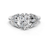 White gold Pear Diamond Cluster Leaf Design Ring with Prong Setting_74