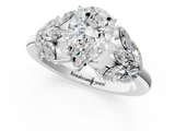 White gold Pear Diamond Cluster Leaf Design Ring with Prong Setting_75