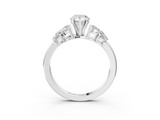 White gold Pear Diamond Cluster Leaf Design Ring with Prong Setting_77