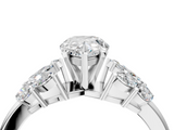 White gold Pear Diamond Cluster Leaf Design Ring with Prong Setting_78