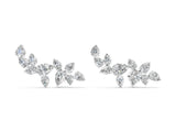 White gold Pear Diamond Curved Cluster Climber Earrings