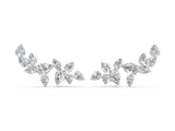 White gold Pear Diamond Curved Cluster Climber Earrings_5