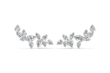 White gold Pear Diamond Curved Cluster Climber Earrings