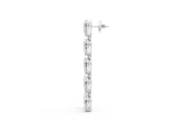Platinum Pear Diamond Dangle Earrings with Pear Diamond Accents
