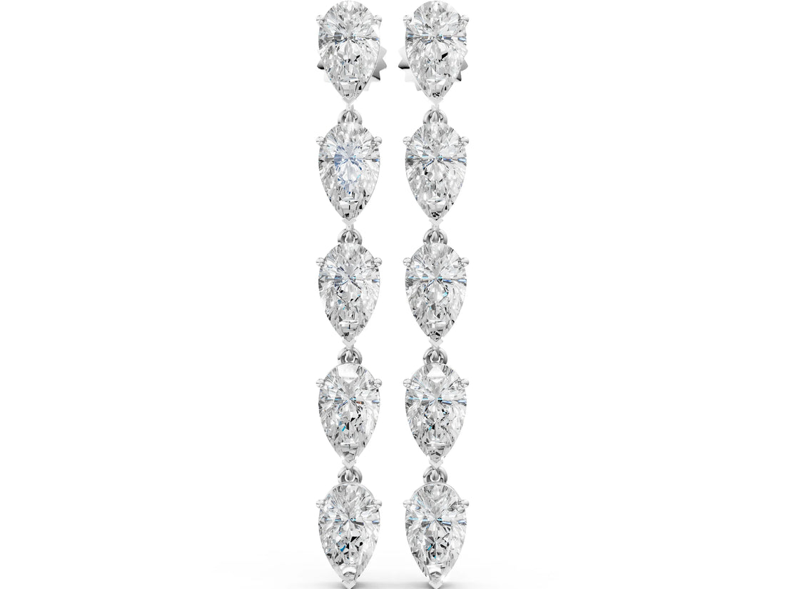 White gold Pear Diamond Dangle Earrings with Pear Diamond Accents_8