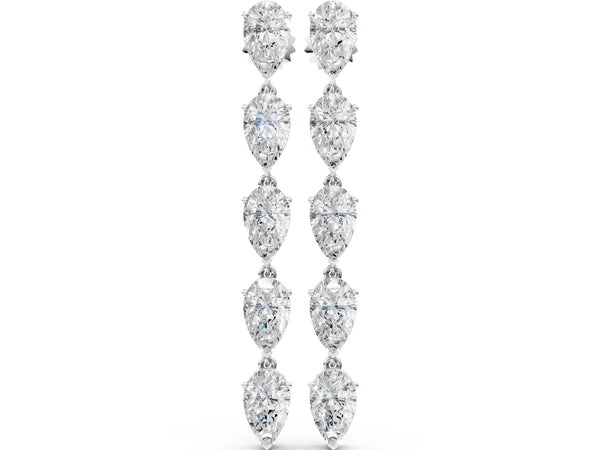 White gold Pear Diamond Dangle Earrings with Pear Diamond Accents