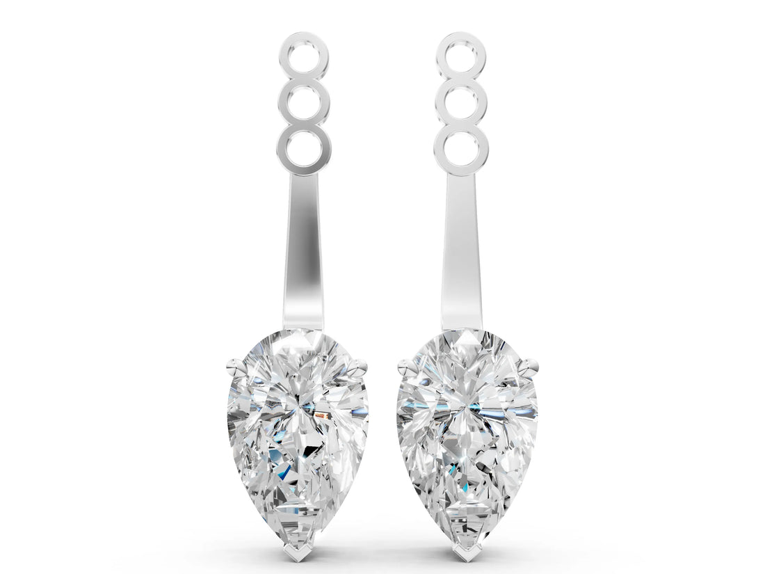 White gold Pear Diamond Drop Earring Jackets