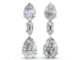 White gold Pear Diamond Drop Earrings with Emerald and Pear Lab Grown Diamond Accents_48