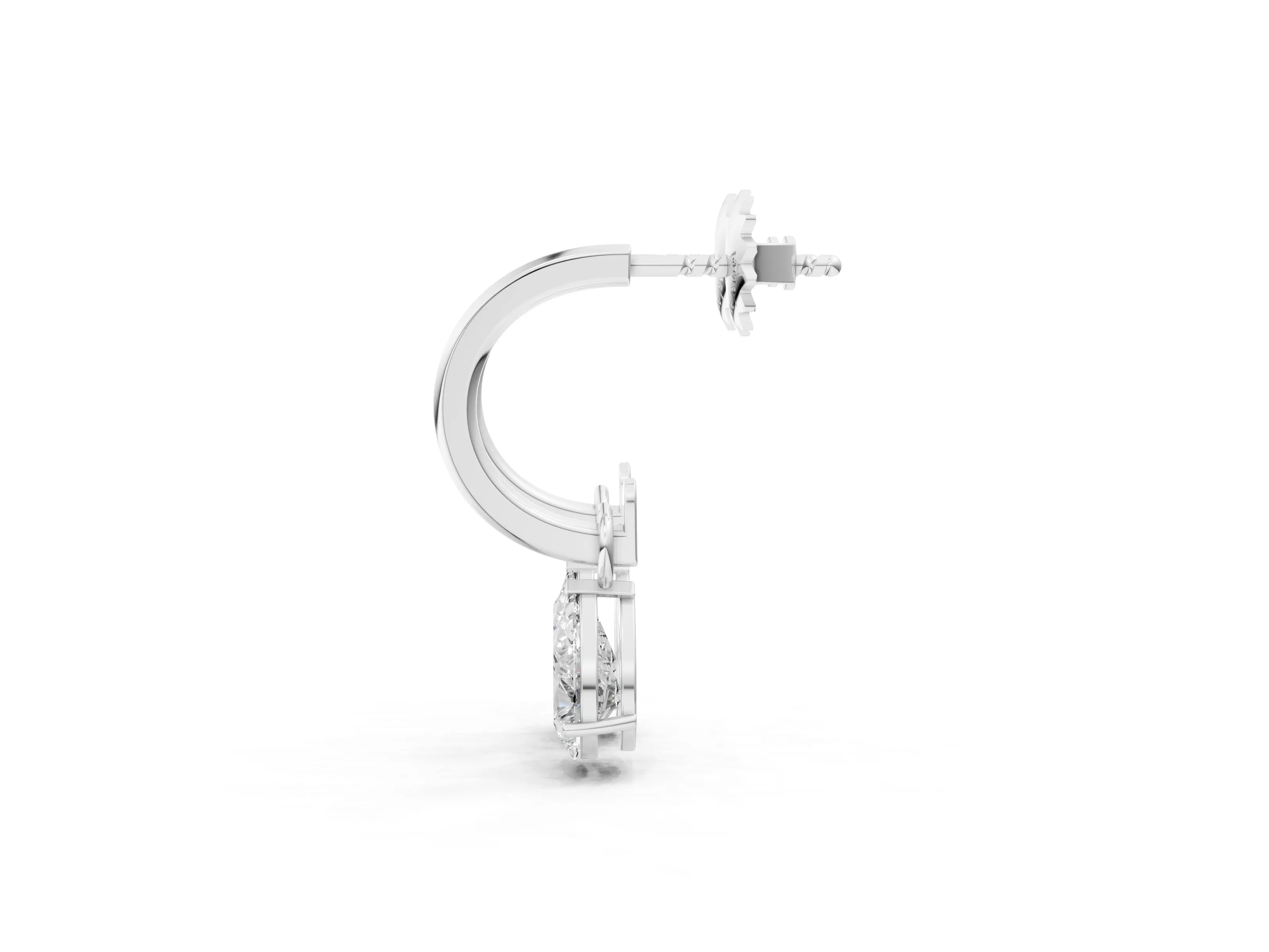 White gold Pear Diamond Drop Earrings with Screw Back_1