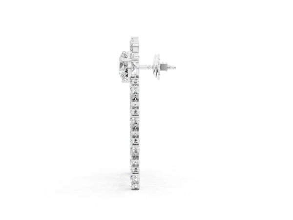 White gold Pear Diamond Drop Earrings with Trilliant Diamond Cascades