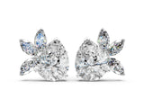 White gold Pear Diamond Fan Stud Earrings with Marquise Lab Grown Diamond Accents_4
