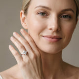 White gold Pear Diamond Floral Cluster Ring with Marquise Side Stones and Six-Prong Solitaire Setting_8