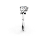 White gold Pear Diamond Floral Cluster Ring with Solitaire Band and Prong Setting_87