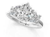 White gold Pear Diamond Floral Cluster Ring with Solitaire Band and Prong Setting_88
