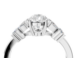 White gold Pear Diamond Floral Cluster Ring with Solitaire Band and Prong Setting_89