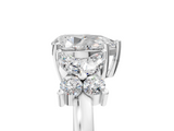 White gold Pear Diamond Floral Cluster Ring with Solitaire Band and Prong Setting_90