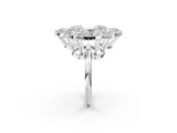 White gold Pear Diamond Floral Promise Ring with Round Diamond Center_2