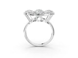 White gold Pear Diamond Floral Promise Ring with Round Diamond Center_3
