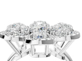 White gold Pear Diamond Floral Promise Ring with Round Diamond Center_4