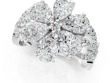 White gold Pear Diamond Floral Ring with Round Diamond Accents_1