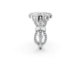 White gold Pear Diamond Floral Ring with Round Diamond Accents_2