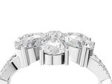 White gold Pear Diamond Floral Ring with Round Diamond Accents_4