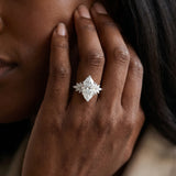 White gold Pear Diamond Floral Side Stone Solitaire with Marquise Accents and Four-Prong Setting_6