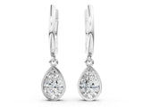White gold Pear Diamond Framed Huggie Drop Earrings_8