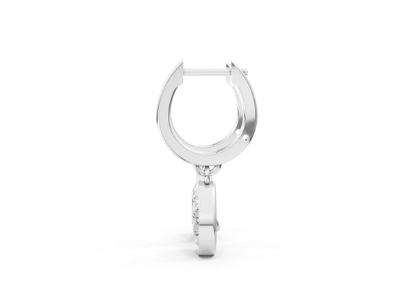 White gold Pear Diamond Framed Huggie Drop Earrings