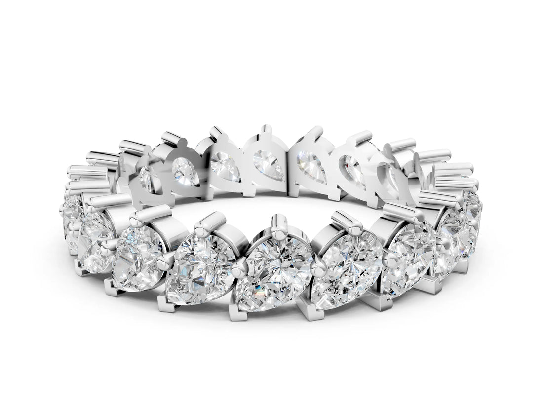 White gold Pear Diamond Full Eternity Band with Shared Prong Setting