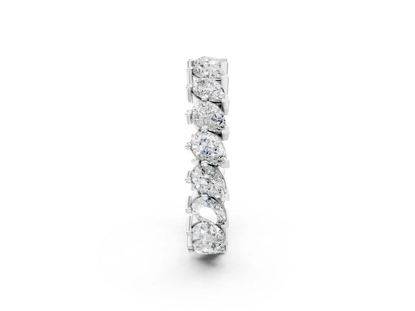 Platinum Pear Diamond Full Eternity Band with Shared Prong Setting