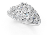 White gold Pear Diamond Halo Ring with Marquise and Pavé Band in Prong Setting_108