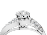 White gold Pear Diamond Halo Ring with Marquise and Pavé Band in Prong Setting_115