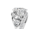 White gold Pear Diamond Halo Ring with Marquise and Pavé Band in Prong Setting_116