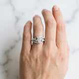 White gold Pear Diamond Halo Ring with Marquise and Pavé Band in Prong Setting_131