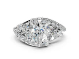 White gold Pear Diamond Halo Ring with Marquise and Pavé Band in Prong Setting_37