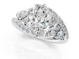 White gold Pear Diamond Halo Ring with Marquise and Pavé Band in Prong Setting_38