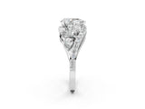 White gold Pear Diamond Halo Ring with Marquise and Pavé Band in Prong Setting_39